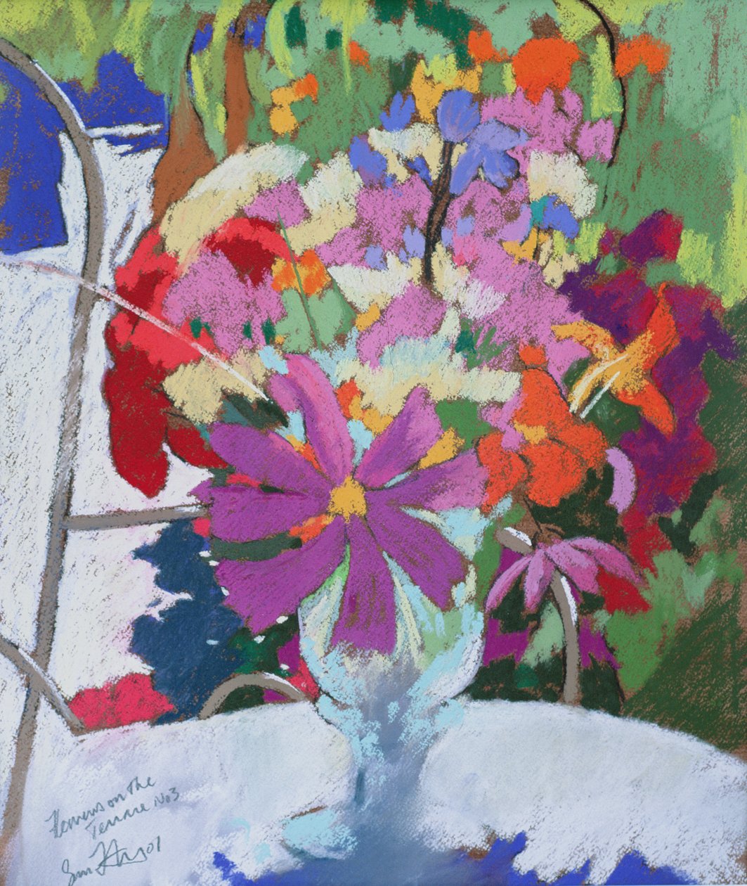 Fiori sulla terrazza 3, 2001 (pastello) da Simon Fletcher
