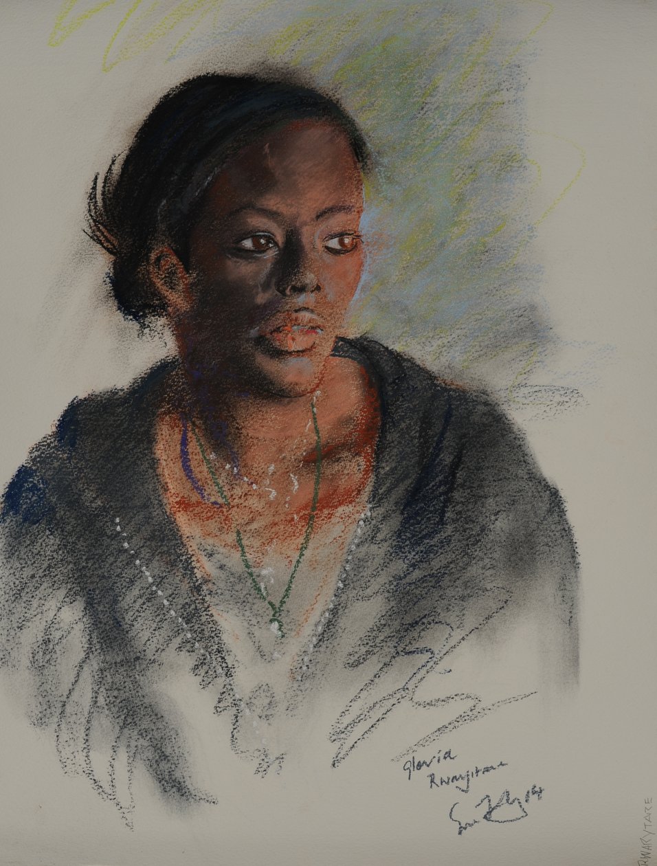 Gloria Rwarytare, 2014 (pastello su carta) da Simon Fletcher