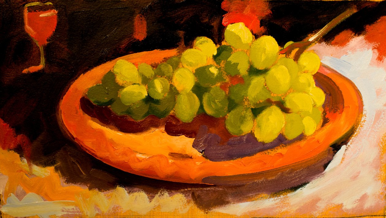 Uva II, 2016 (olio su cartoncino) da Simon Fletcher