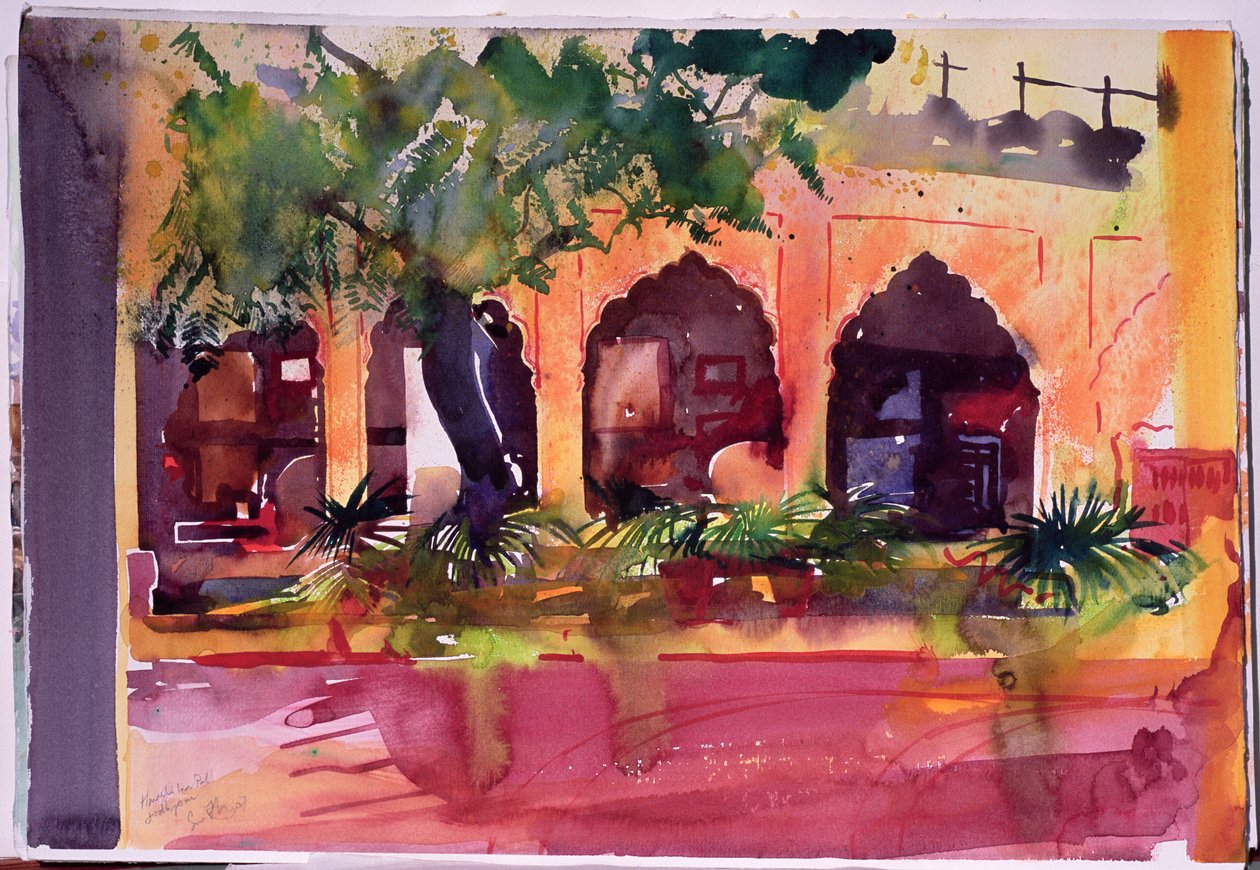 Haveli Inn Pal Jodphur, 2007 (acquerello su carta) da Simon Fletcher