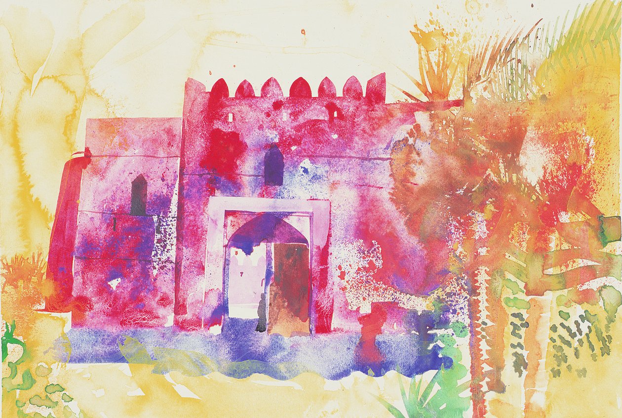 Mura di Jabreen, Oman, 2005 (acquerello) da Simon Fletcher