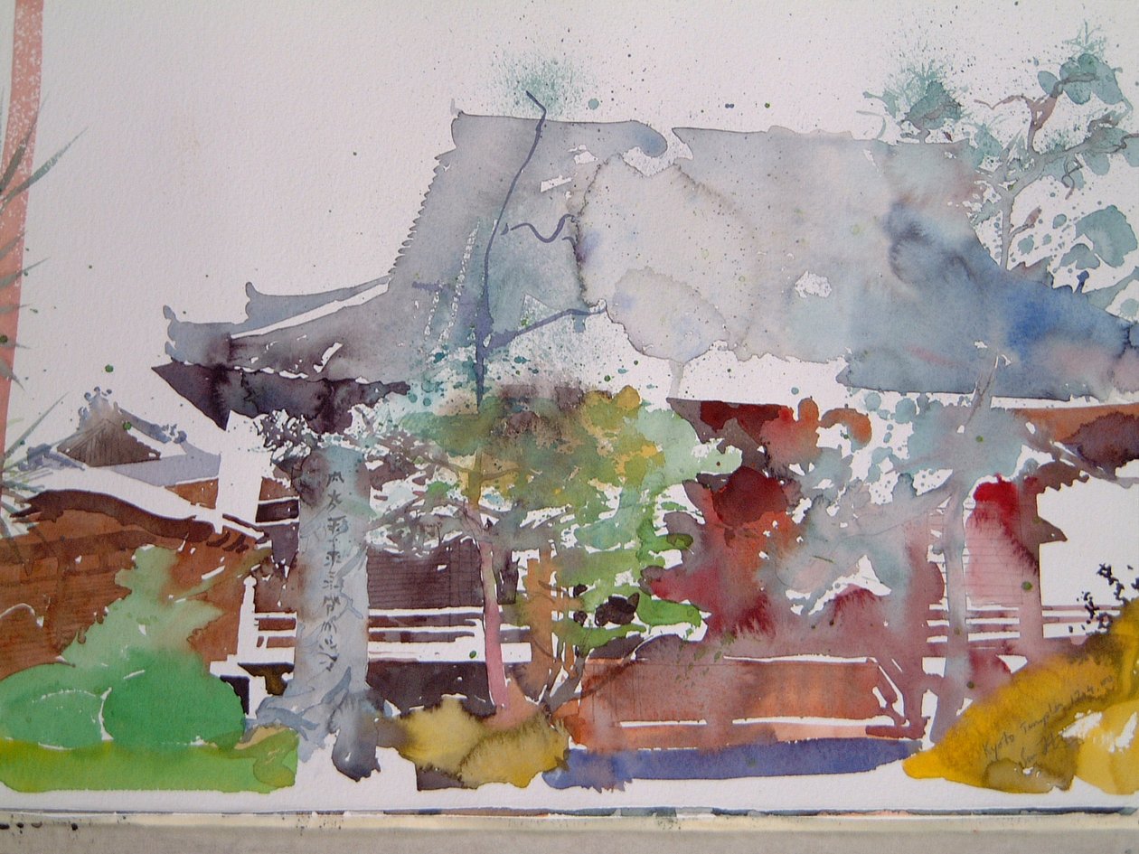Tempio di Kyoto (acquerello su carta) da Simon Fletcher