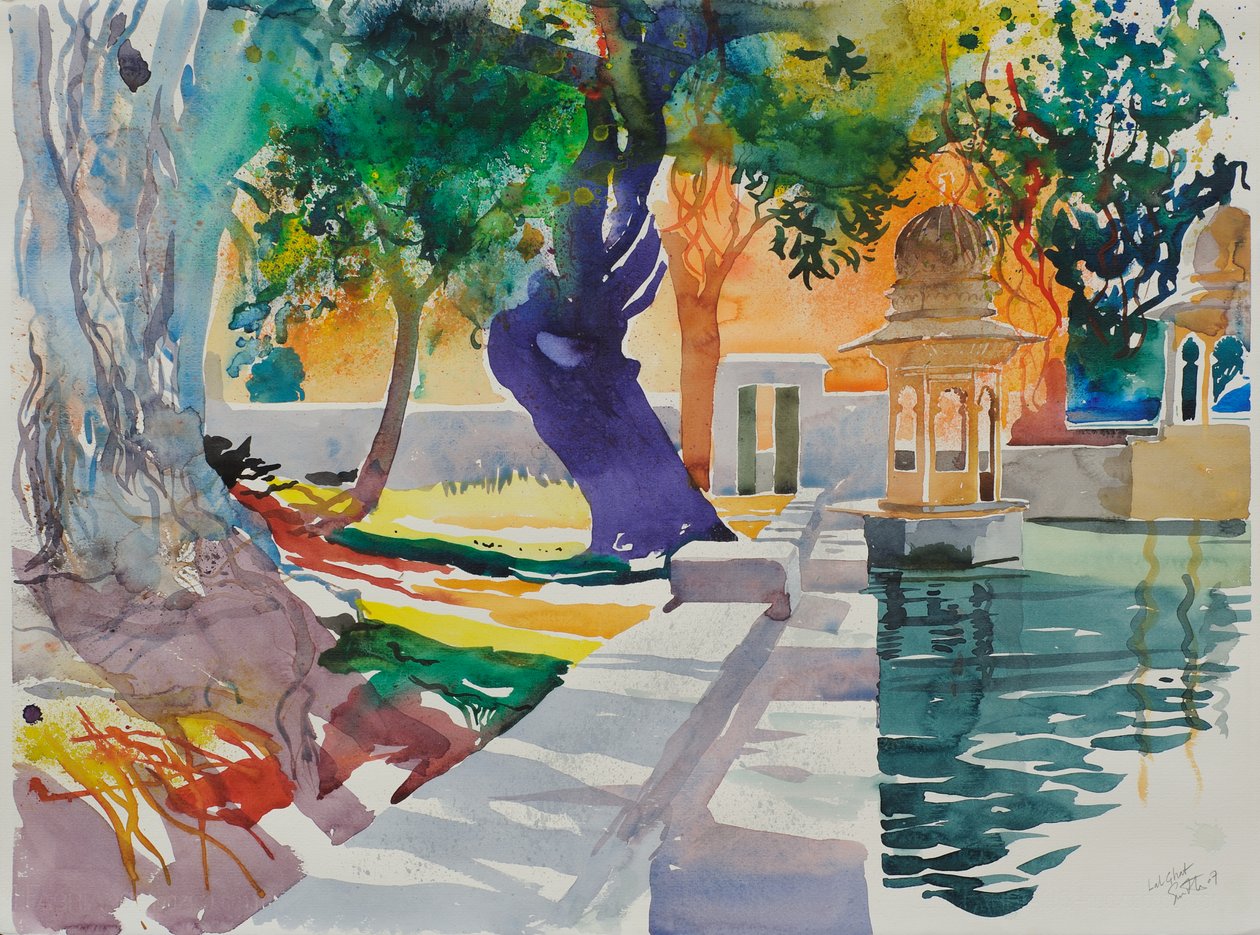 Lal Ghat, 2007 (acquerello su carta) da Simon Fletcher
