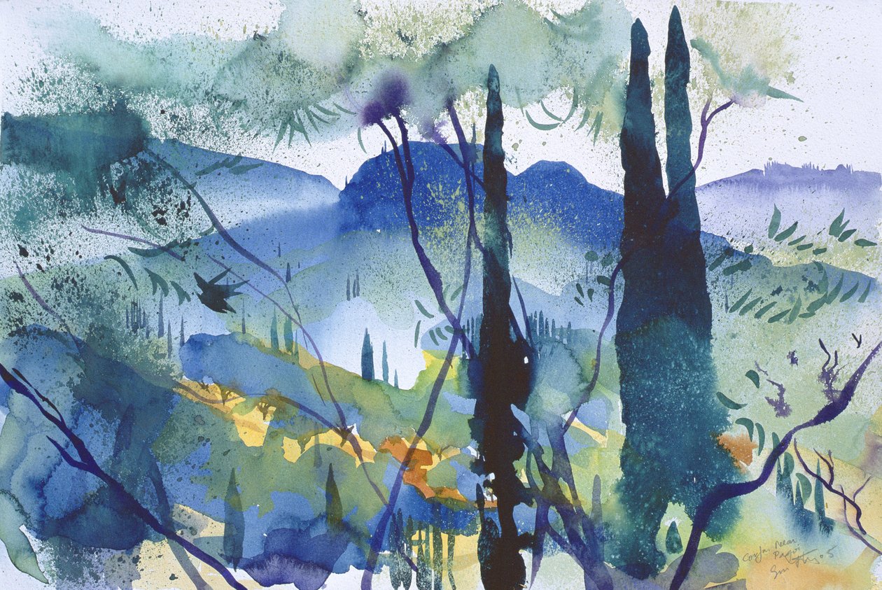 Vicino a Pagoi, Corfù, 2005 (acquerello) da Simon Fletcher