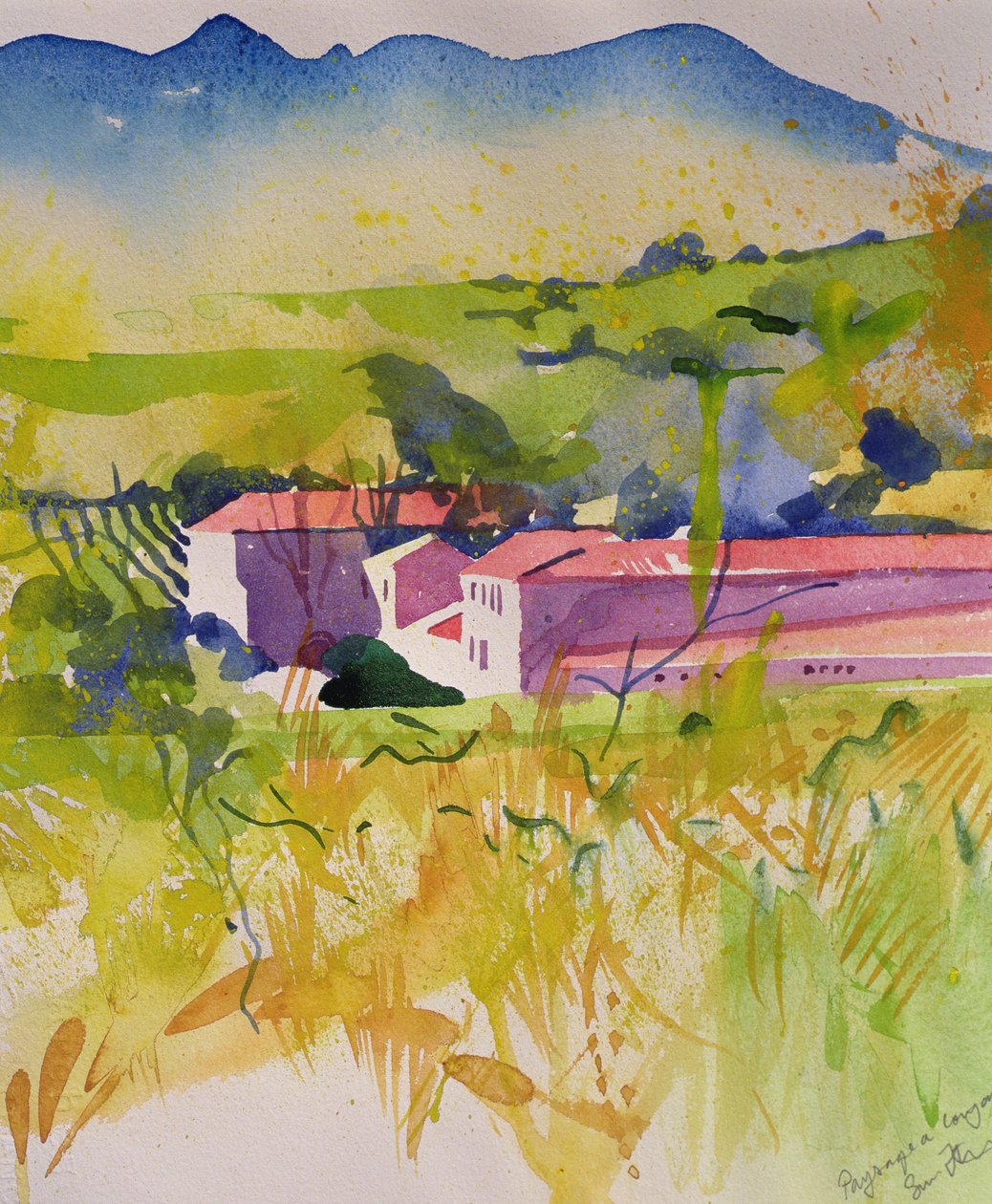 Paysage a Coujan, 2004 (acquerello) da Simon Fletcher