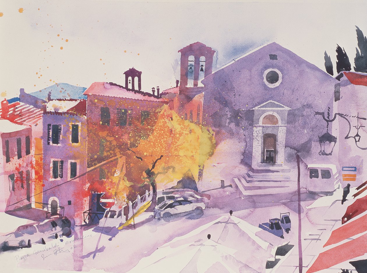 Piazza Garibaldi, Montalcino, 2002 (watercolour on paper) da Simon Fletcher