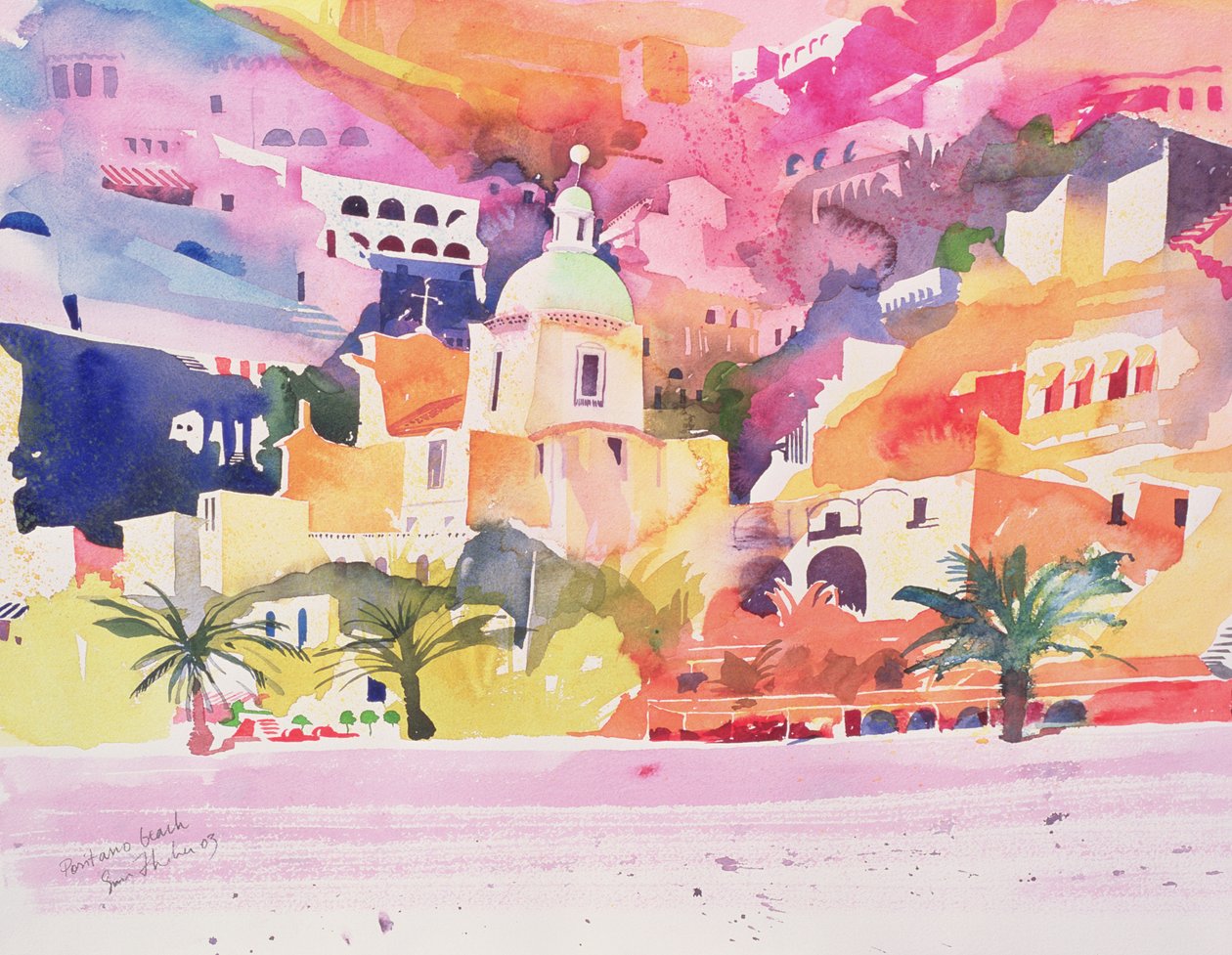 Spiaggia di Positano, 2003 (acquerello su carta) da Simon Fletcher