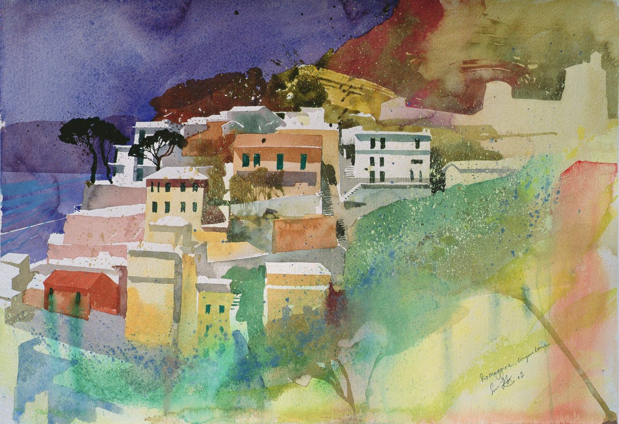 Riomaggiore cinqueterre, Italy, 2002 (watercolour) da Simon Fletcher