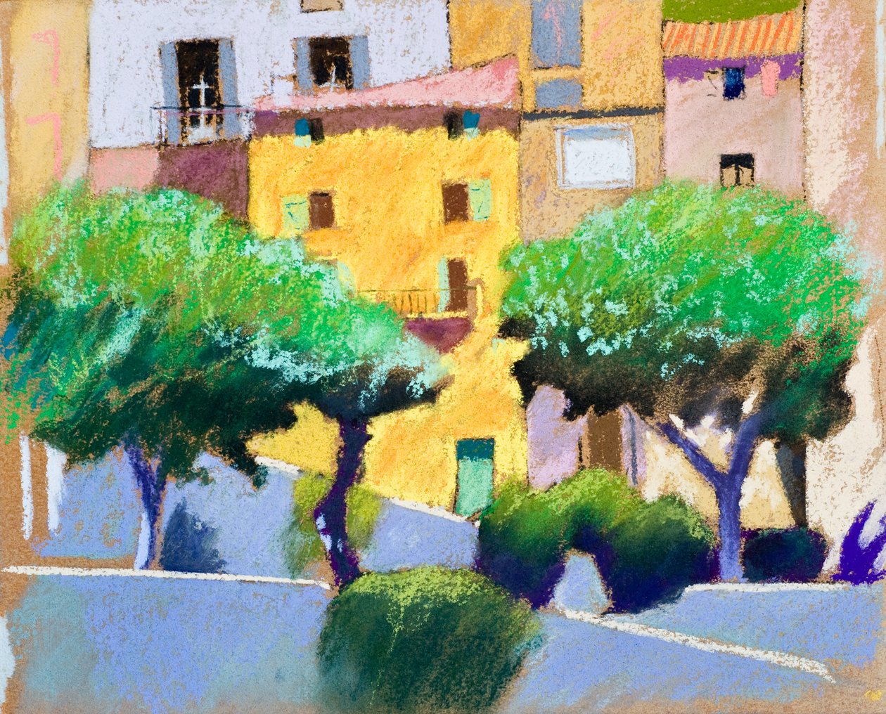 Facciate di Roquebrun (pastello su carta) da Simon Fletcher