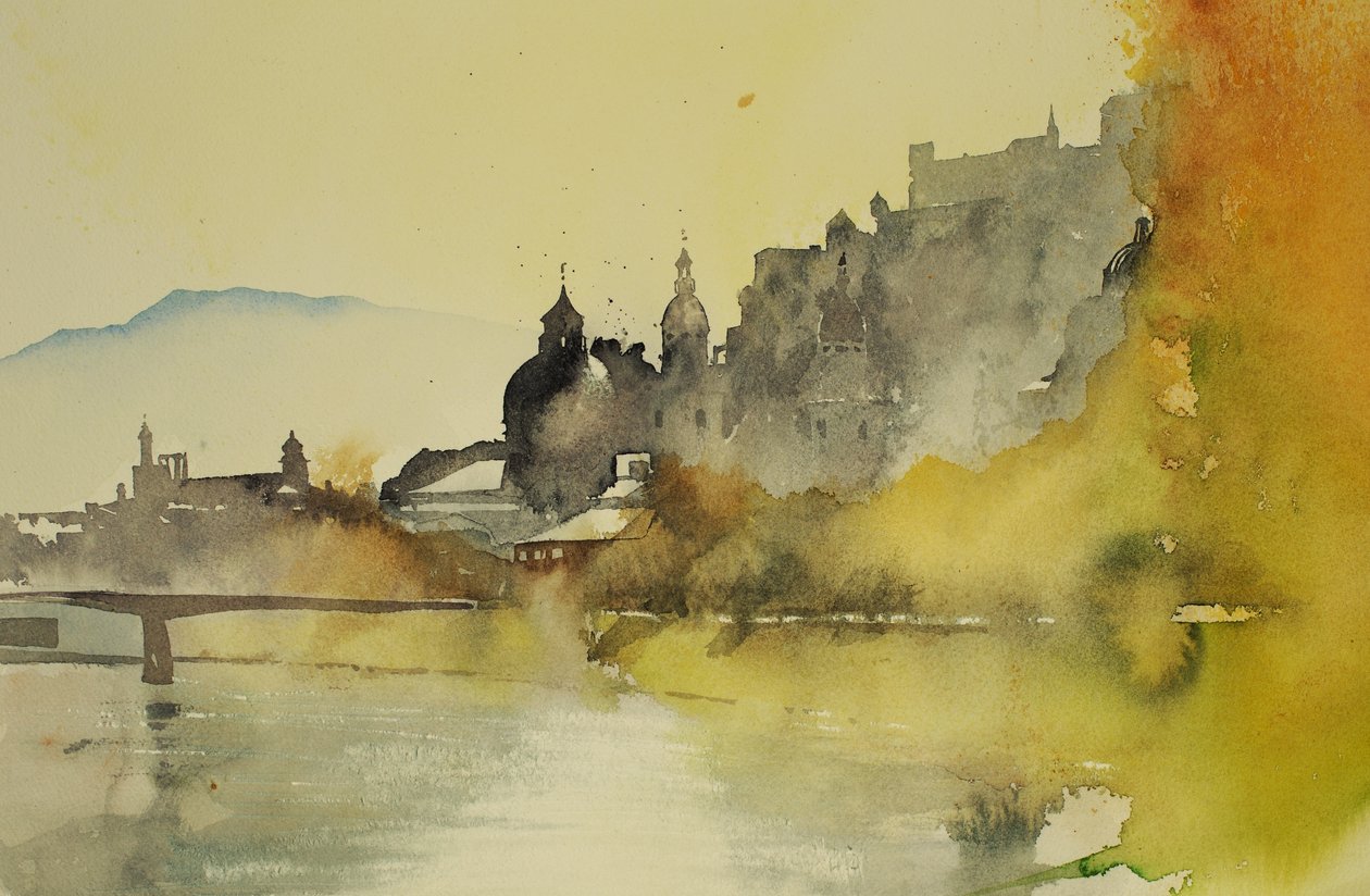 Fiume Salisburgo, 2005 (acquerello) da Simon Fletcher