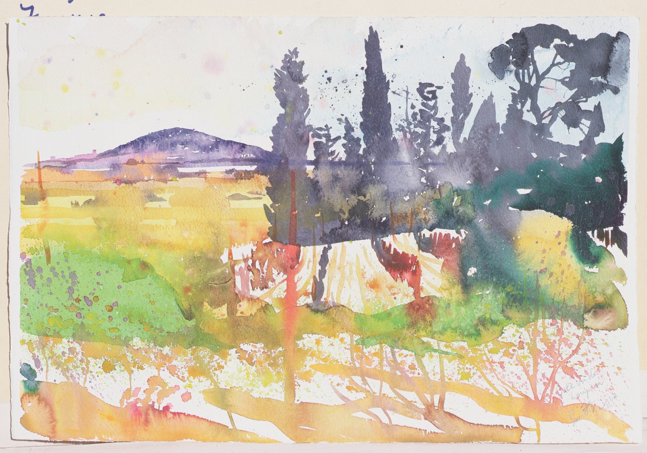 Sete, vu de Loupian, 2004 (acquerello su carta) da Simon Fletcher
