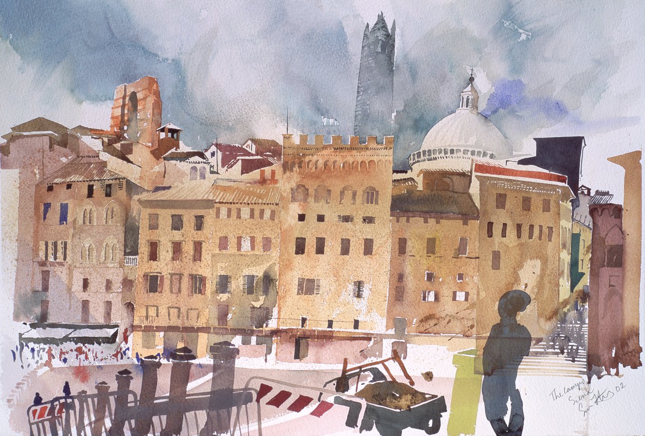 Il Campo, Siena, 2002 (acquerello su carta) da Simon Fletcher