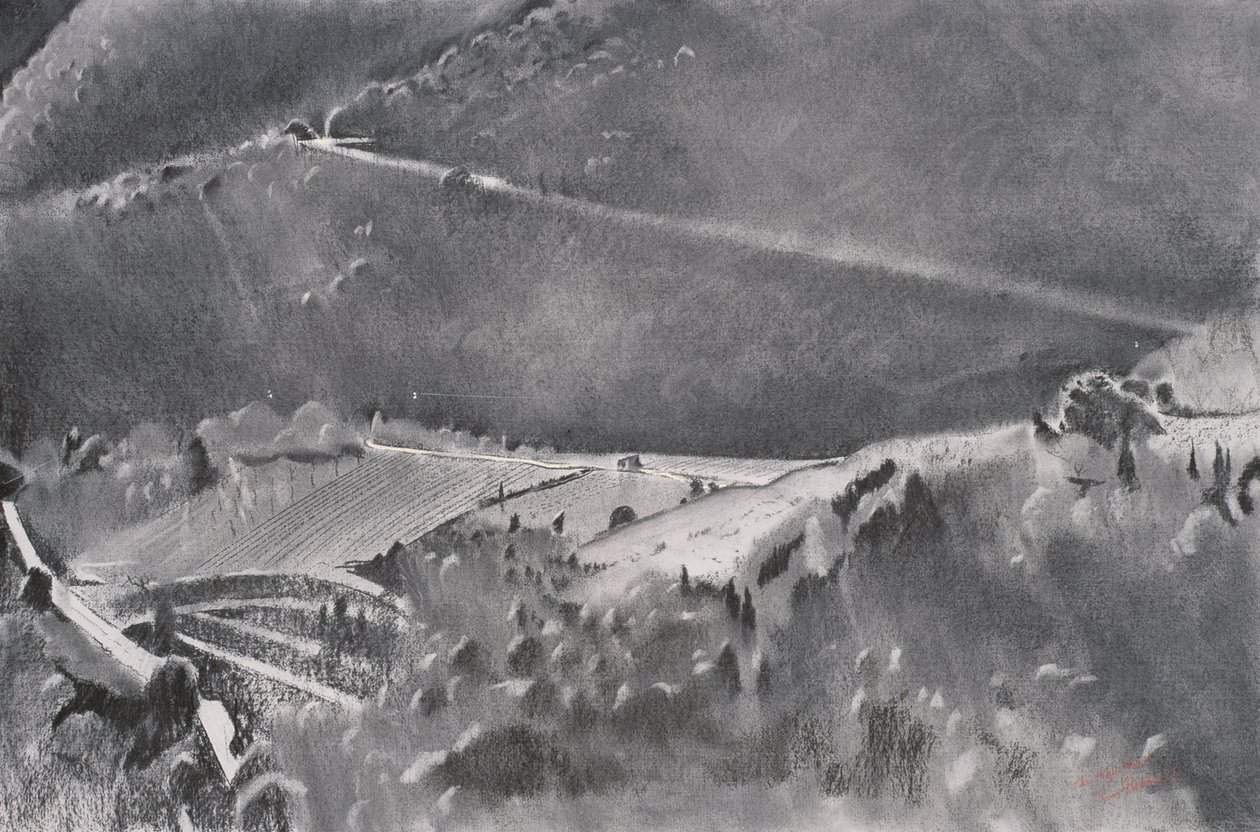 The High Road, 2001 (pastello e tecnica mista su carta) da Simon Fletcher
