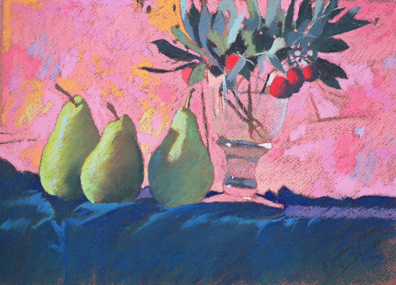 Tre pere verdi, 2004 (pastello) da Simon Fletcher