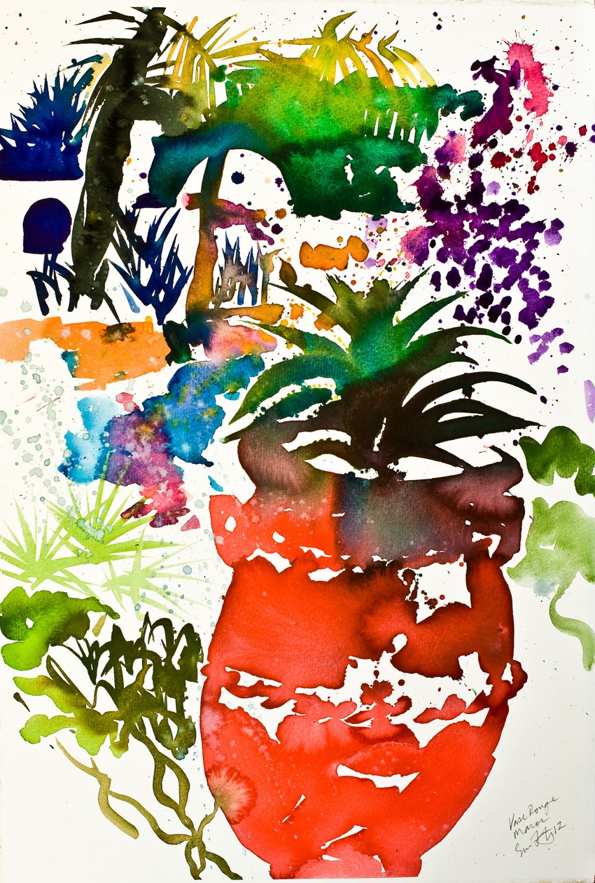 Vase rouge, Maroc 2013. acquerello da Simon Fletcher
