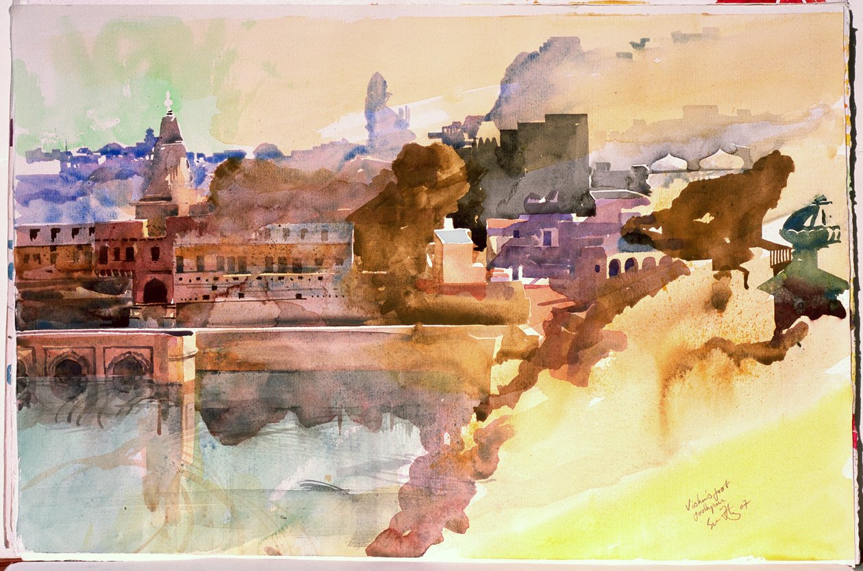 Il piede di Vishnu, Jodphur, 2007 (acquerello su carta) da Simon Fletcher