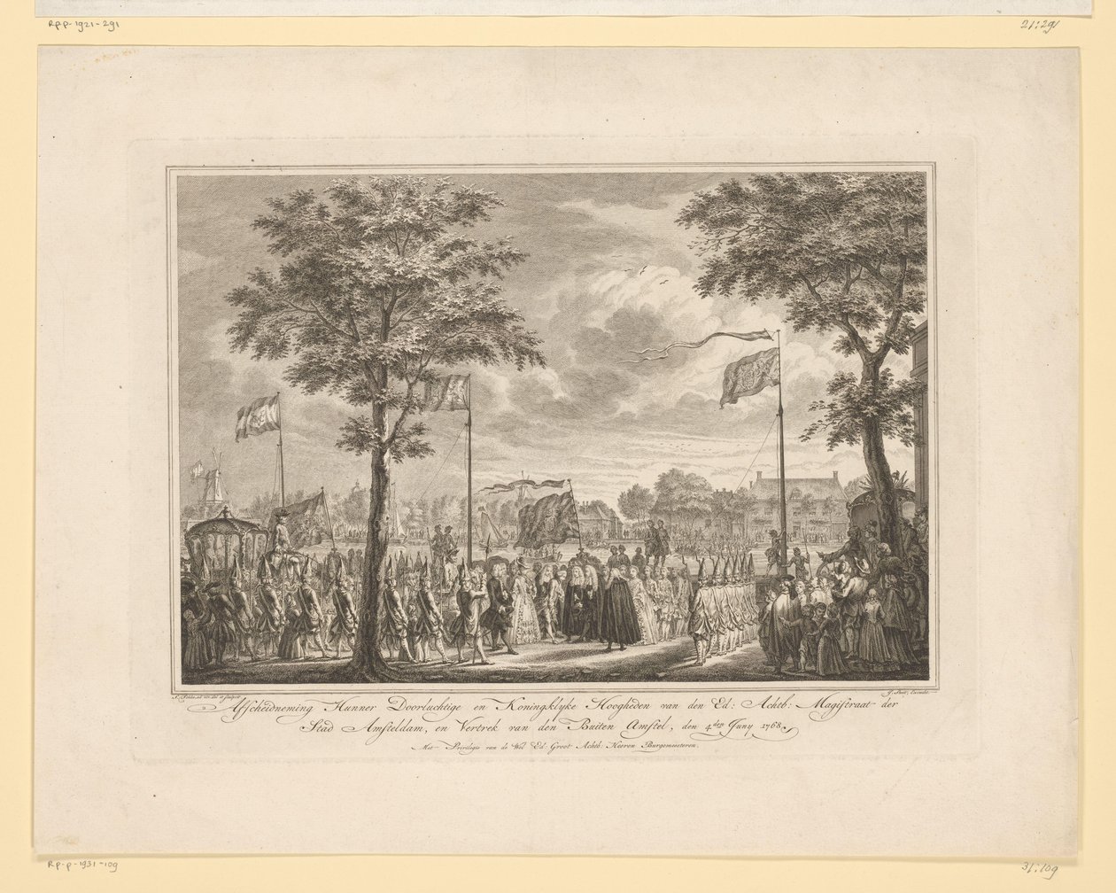 Addio di Guglielmo V e consorte al Buiten Amstel, 1768 da Simon Fokke
