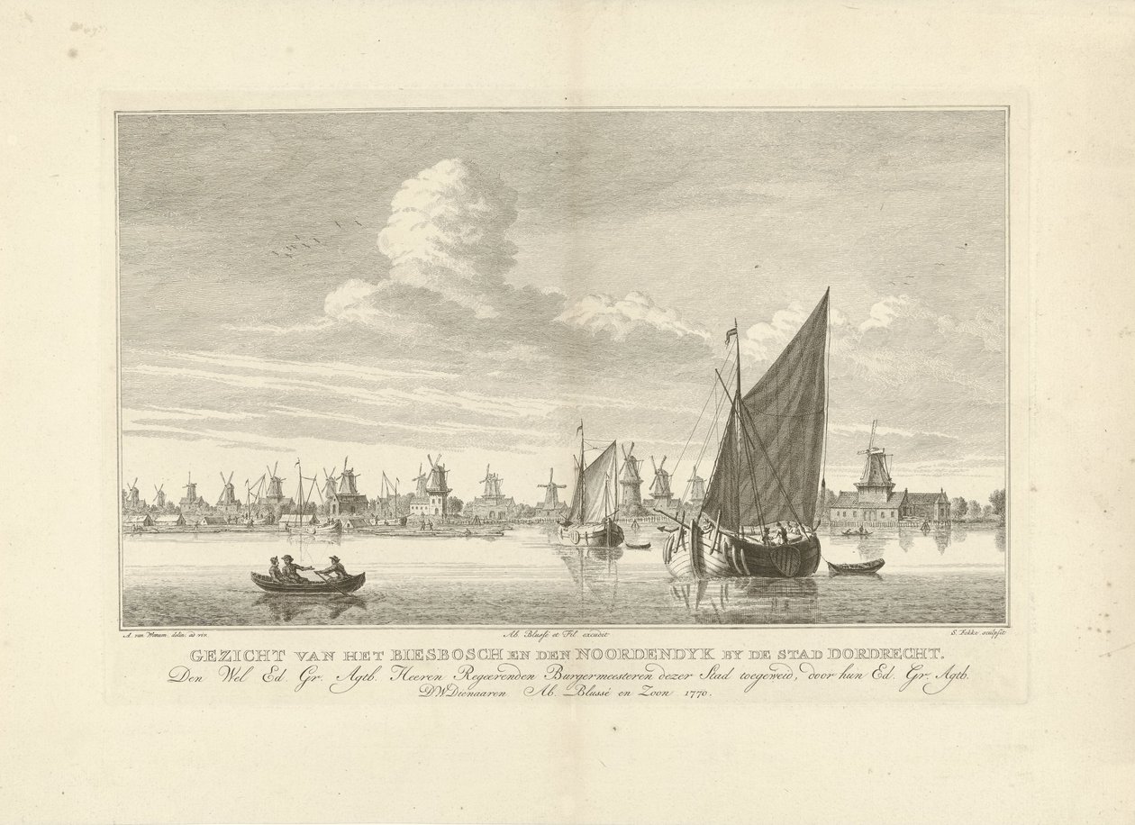 Veduta della Biesbosch e del Noordendijk vicino a Dordrecht da Simon Fokke