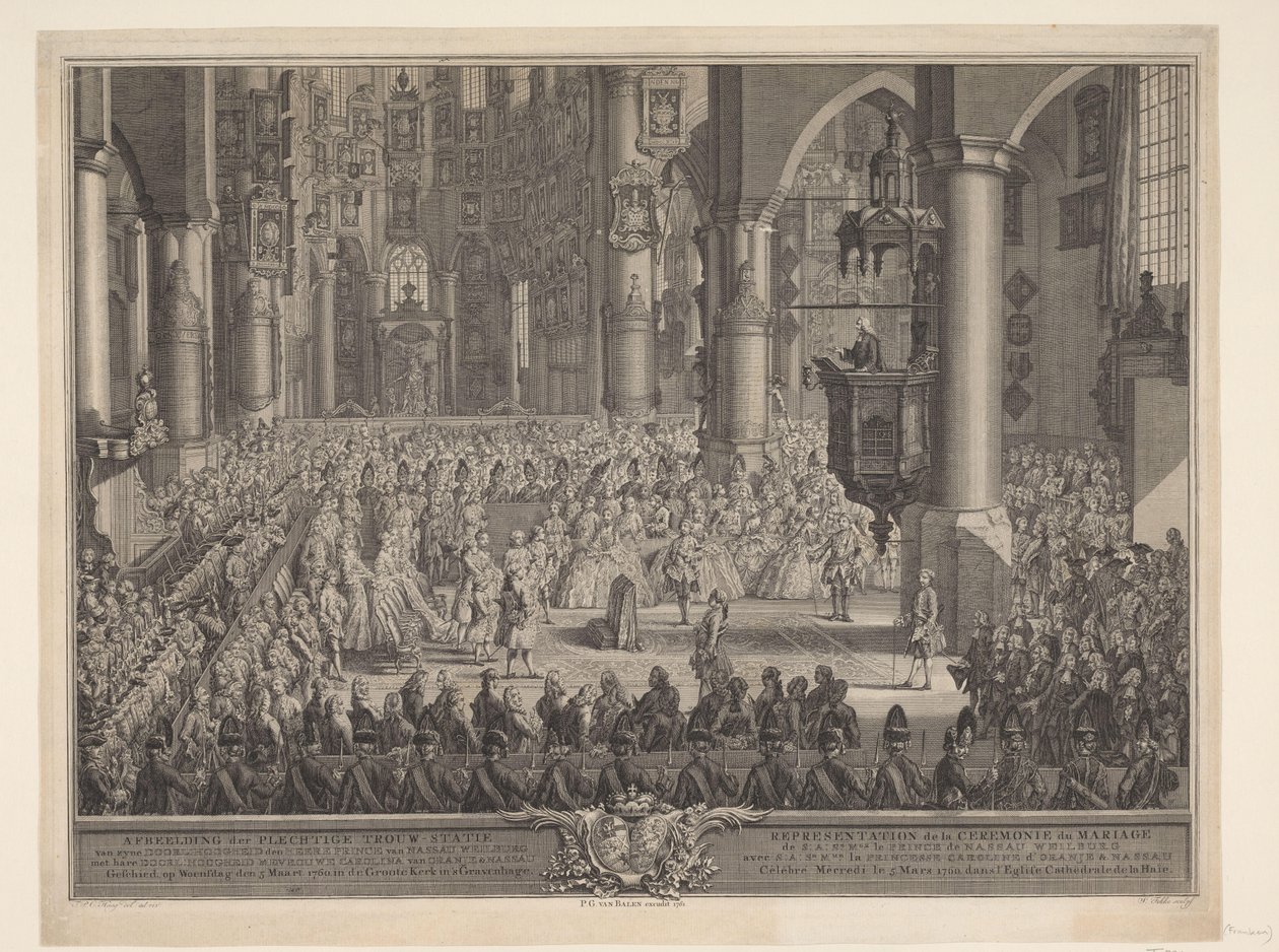 Matrimonio di Carlo Cristiano di Nassau-Weilburg con la principessa Carolina, 1760 da Simon Fokke