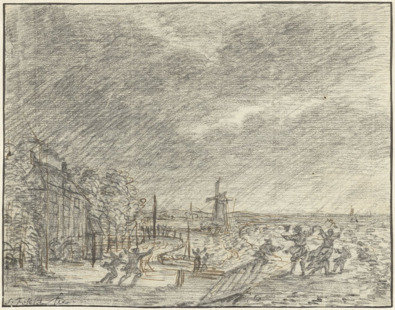 Tempesta e inondazione a Halfweg, 15 novembre 1775 da Simon Fokke