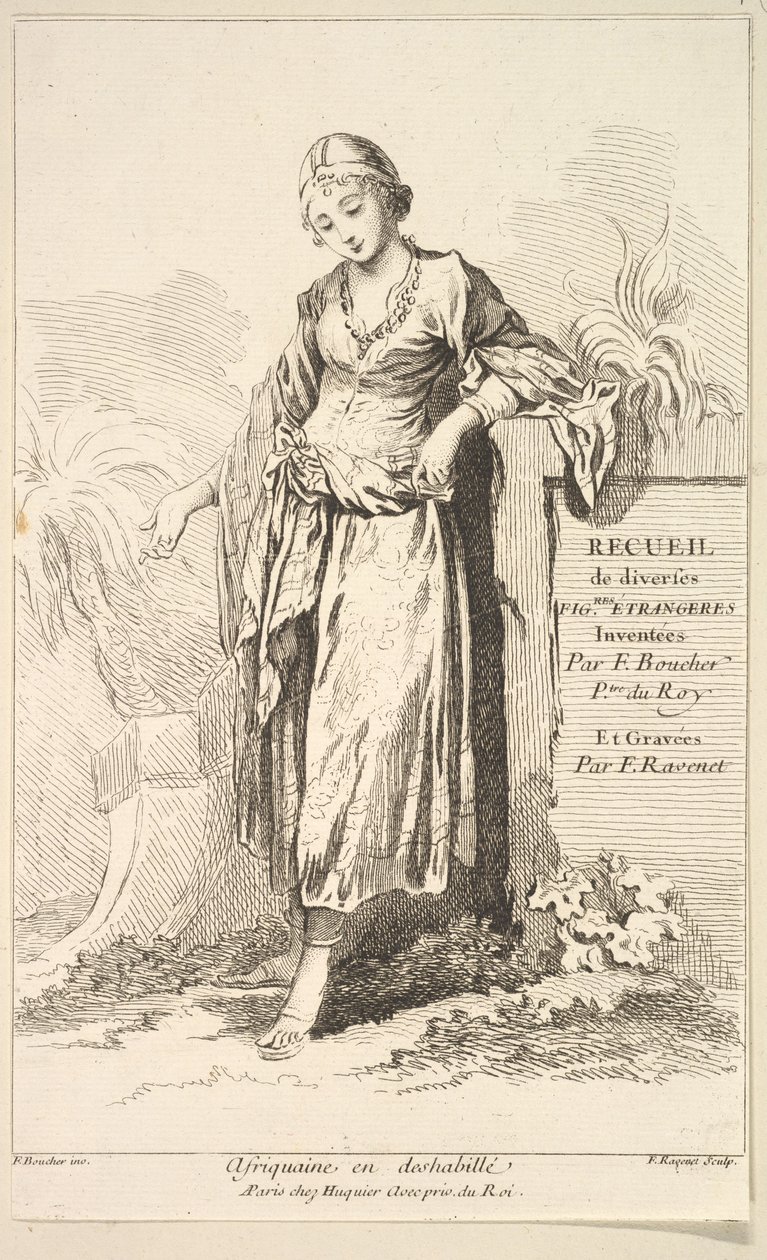 Africana in dishabillé, da Raccolta di diverse figure straniere inventate da Simon Francois Ravenet