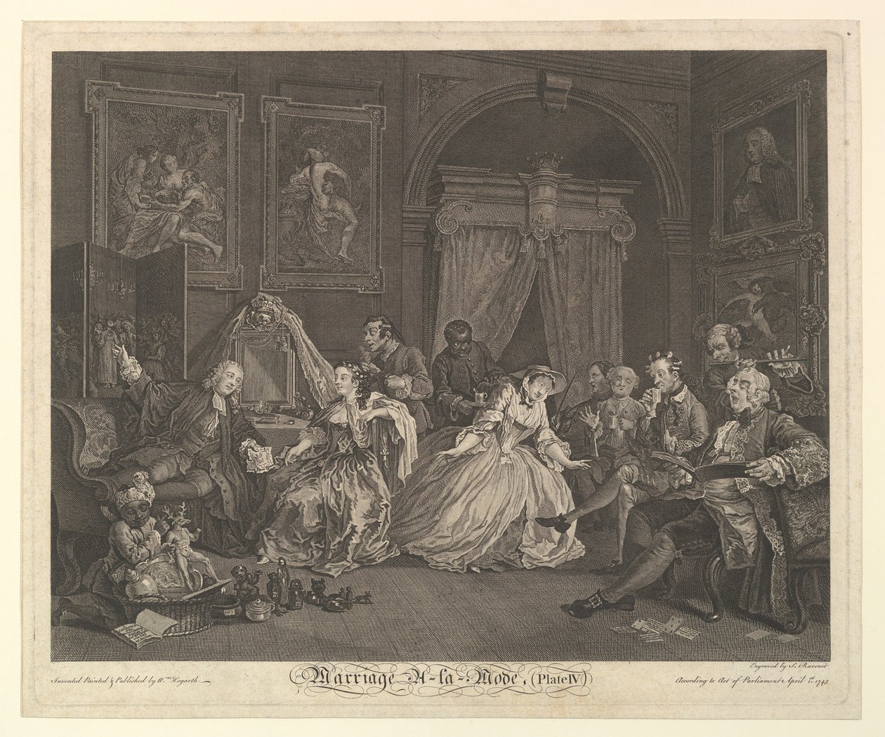 Matrimonio alla moda, Piatto IV, 1 aprile 1745 da Simon Francois Ravenet