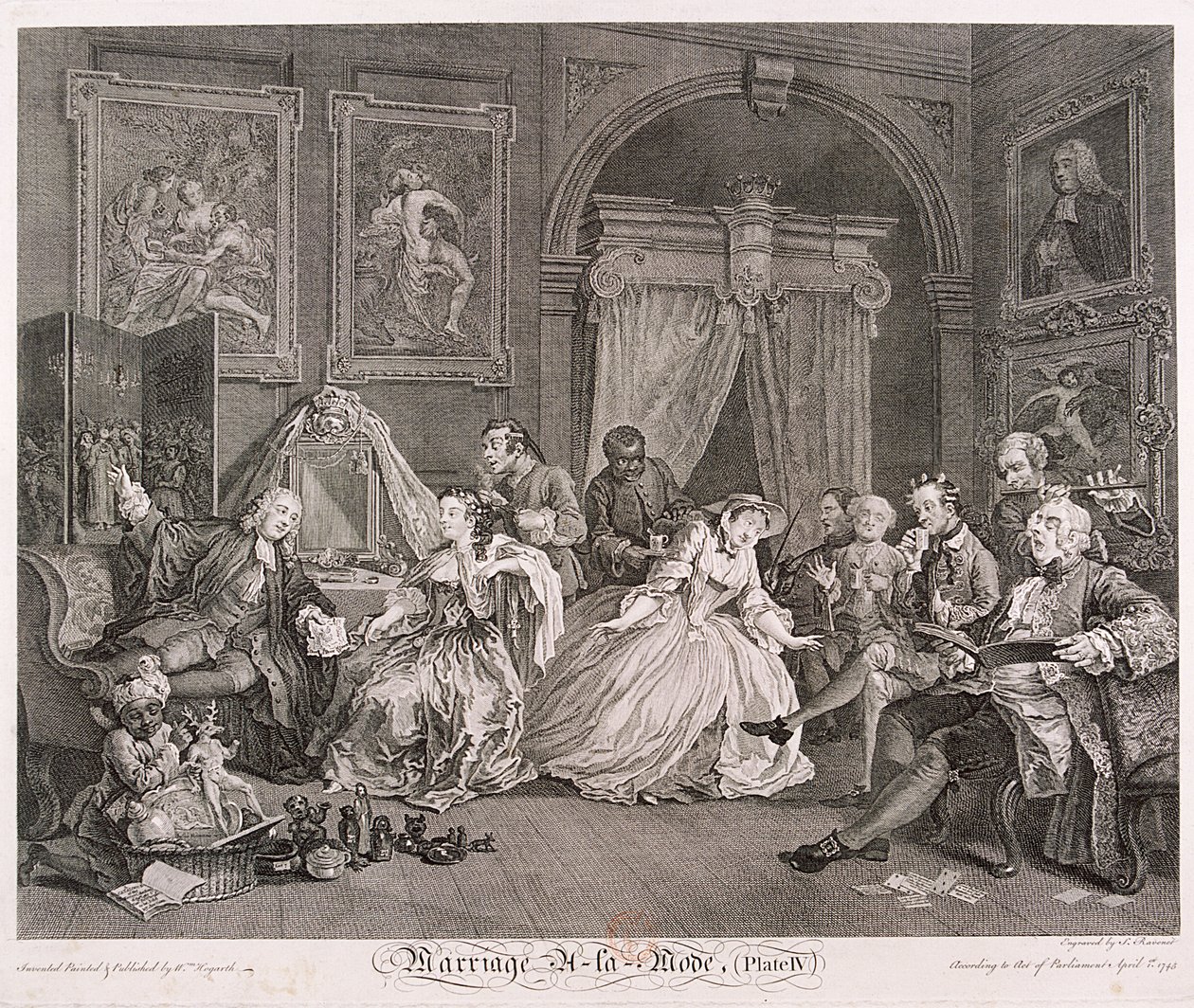 Matrimonio alla moda, 1745, tavola IV da Simon Francois Ravenet