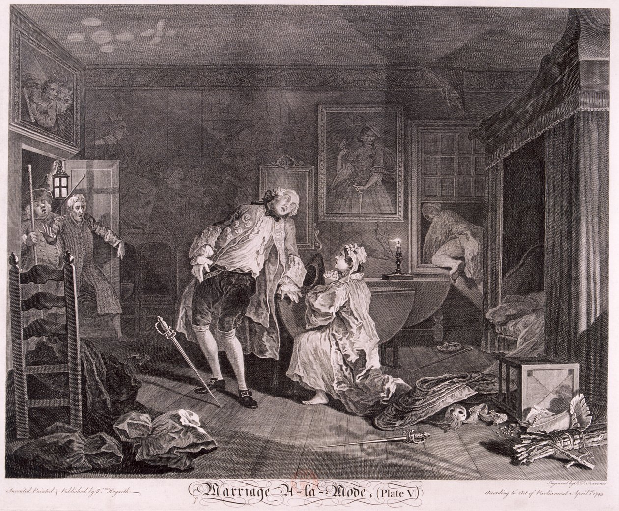 Matrimonio alla moda, Piatto V, 1745 da Simon Francois Ravenet