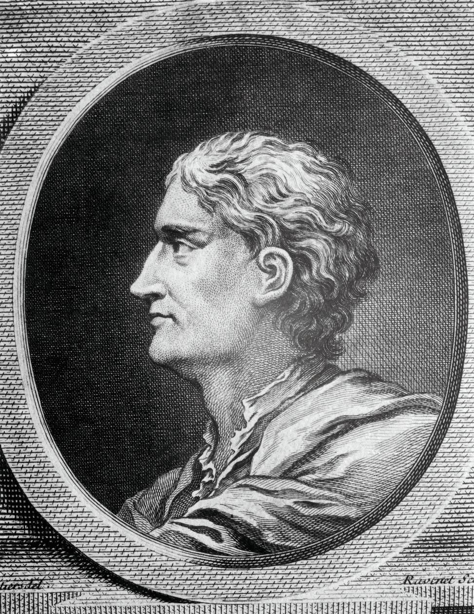 Ritratto di Isaac Newton (1642-1727), fisico e matematico inglese, incisione di Simon François Ravenet (1706-1774) da Simon Francois Ravenet