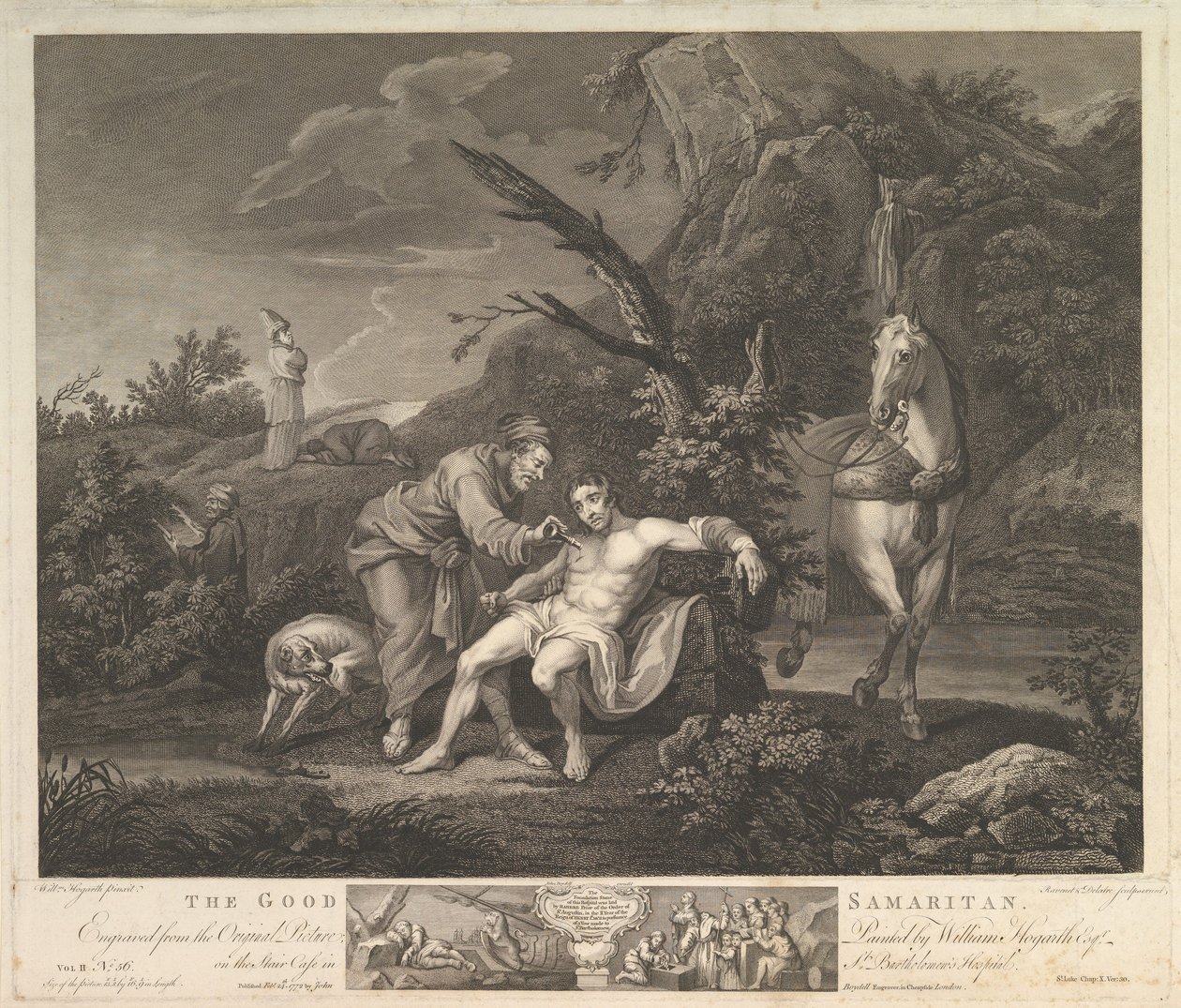 Il buon samaritano San Luca, cap. 10, versetto 30, 24 febbraio 1772 da Simon Francois Ravenet