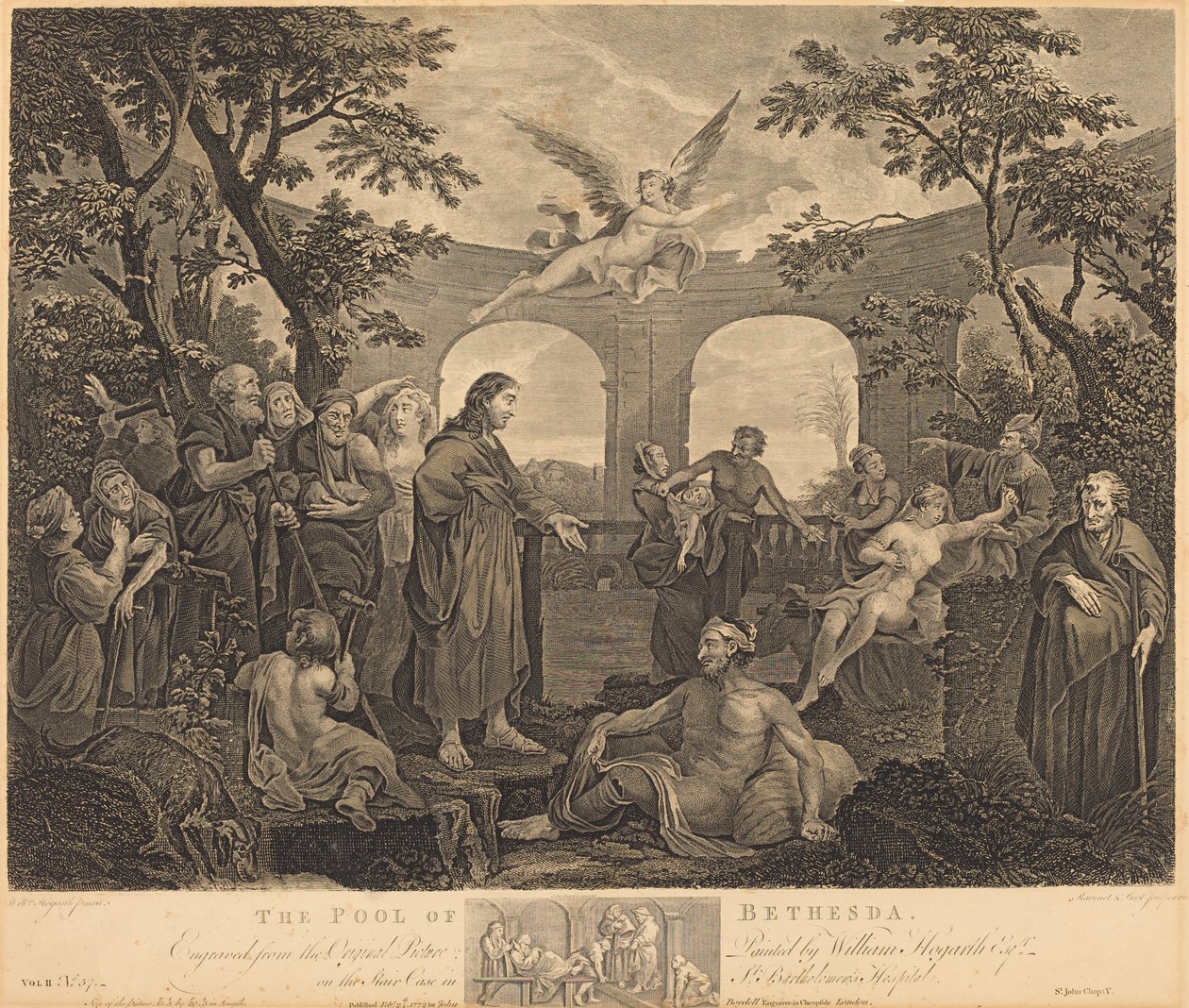 La Piscina di Bethesda da Simon Francois Ravenet I and Victor Marie Picot after William Hogarth