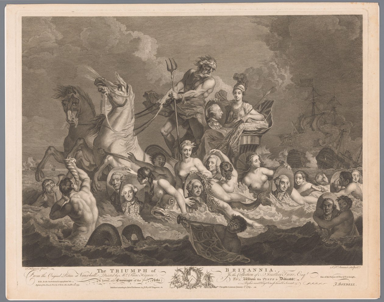 Allegoria sulla marina britannica e la vittoria sulla flotta francese da Simon François Ravenet (le vieux)