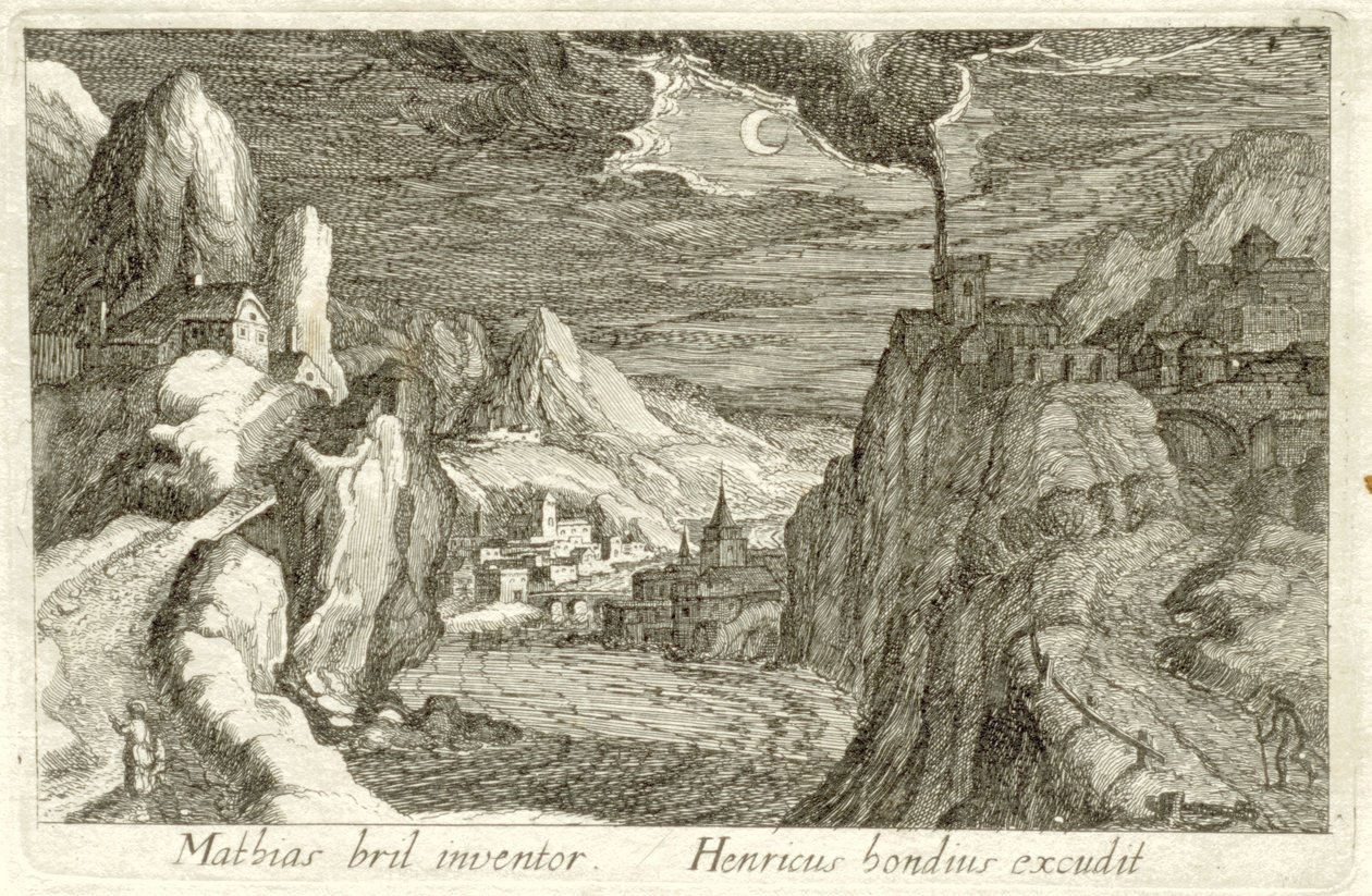 Paesaggio fluviale al chiaro di luna da Simon Frisius (attributed to)