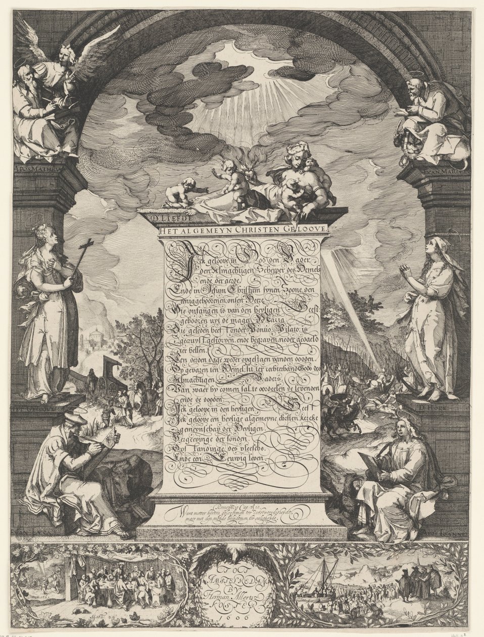 Allegoria della professione di fede con i quattro evangelisti da Simon Frisius