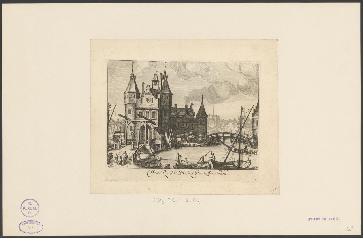 Vista della Prima Porta Regulierspoort ad Amsterdam da Simon Frisius