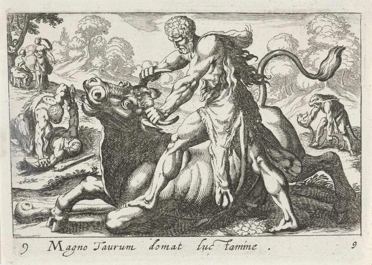 Ercole in lotta con Acheloo (Temi erculei) da Simon Frisius