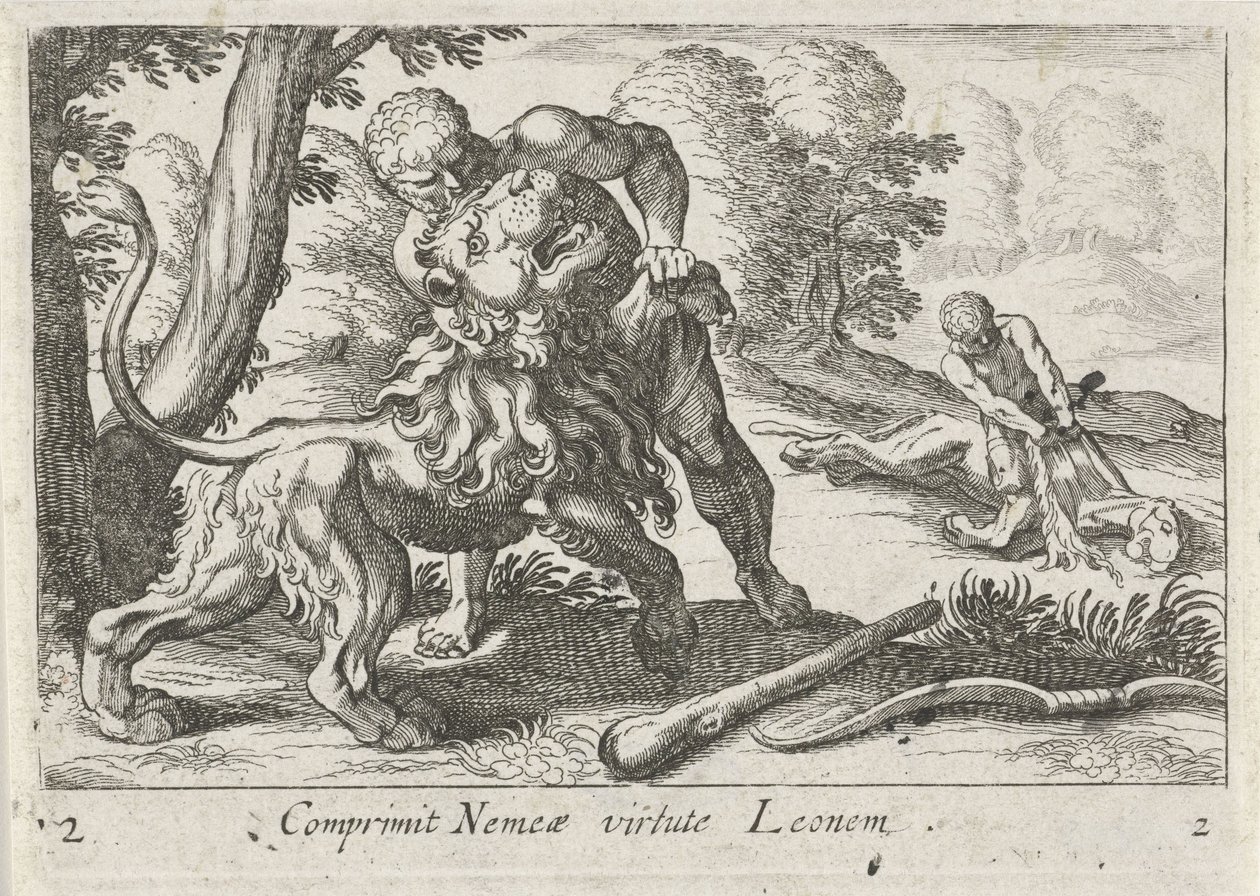 Ercole in lotta con il leone di Nemea da Simon Frisius