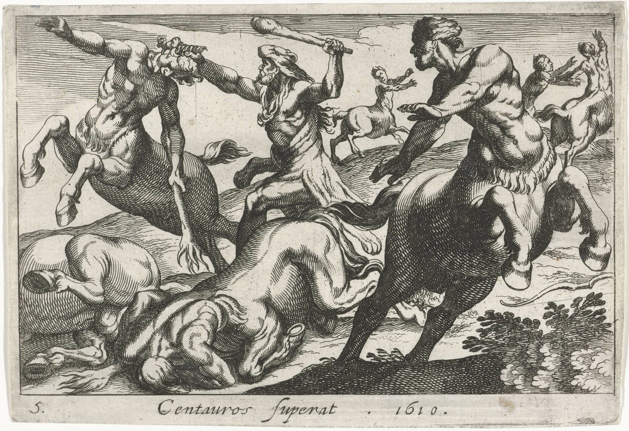 Ercole in lotta con i centauri da Simon Frisius