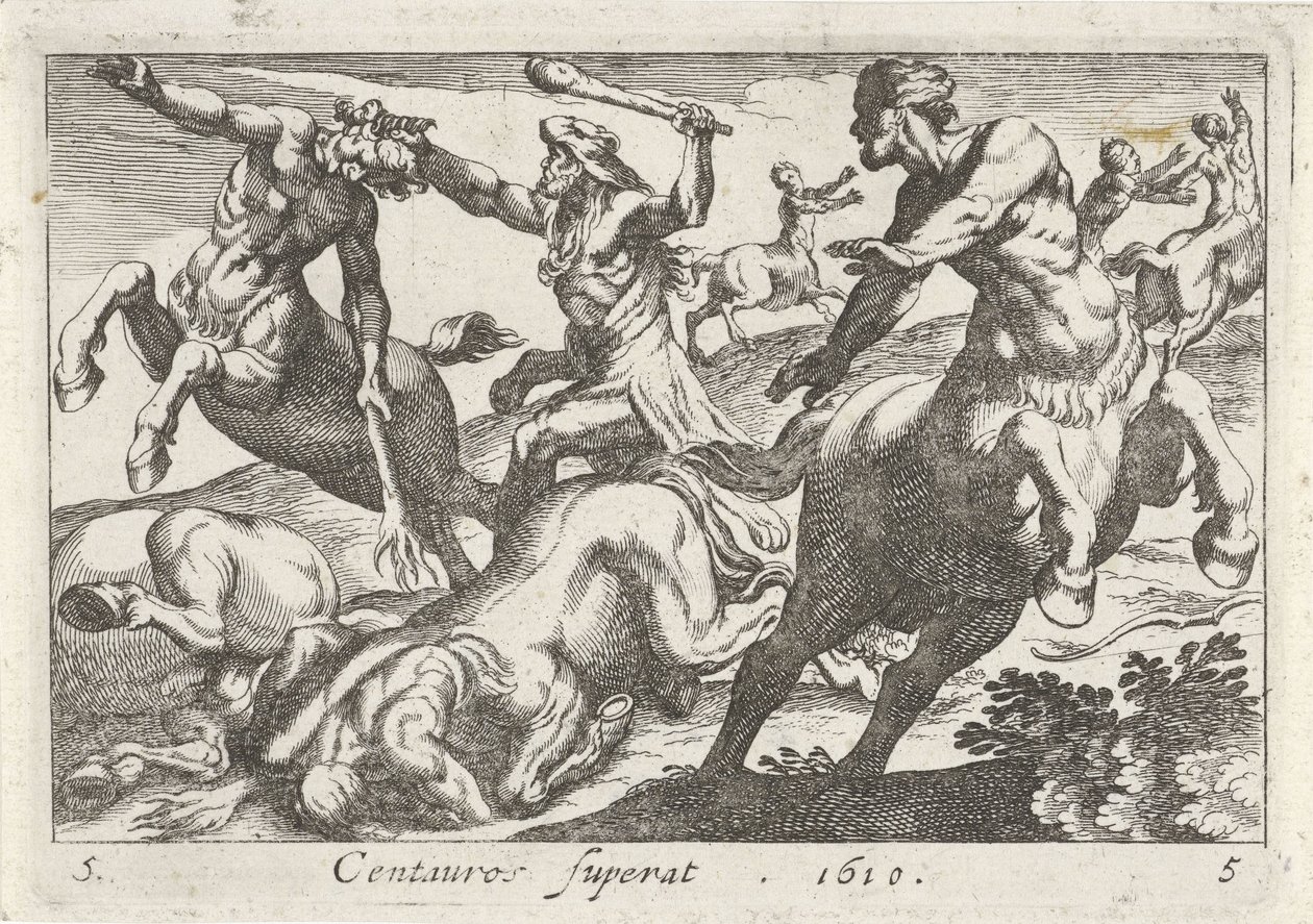 Ercole in battaglia contro i centauri da Simon Frisius