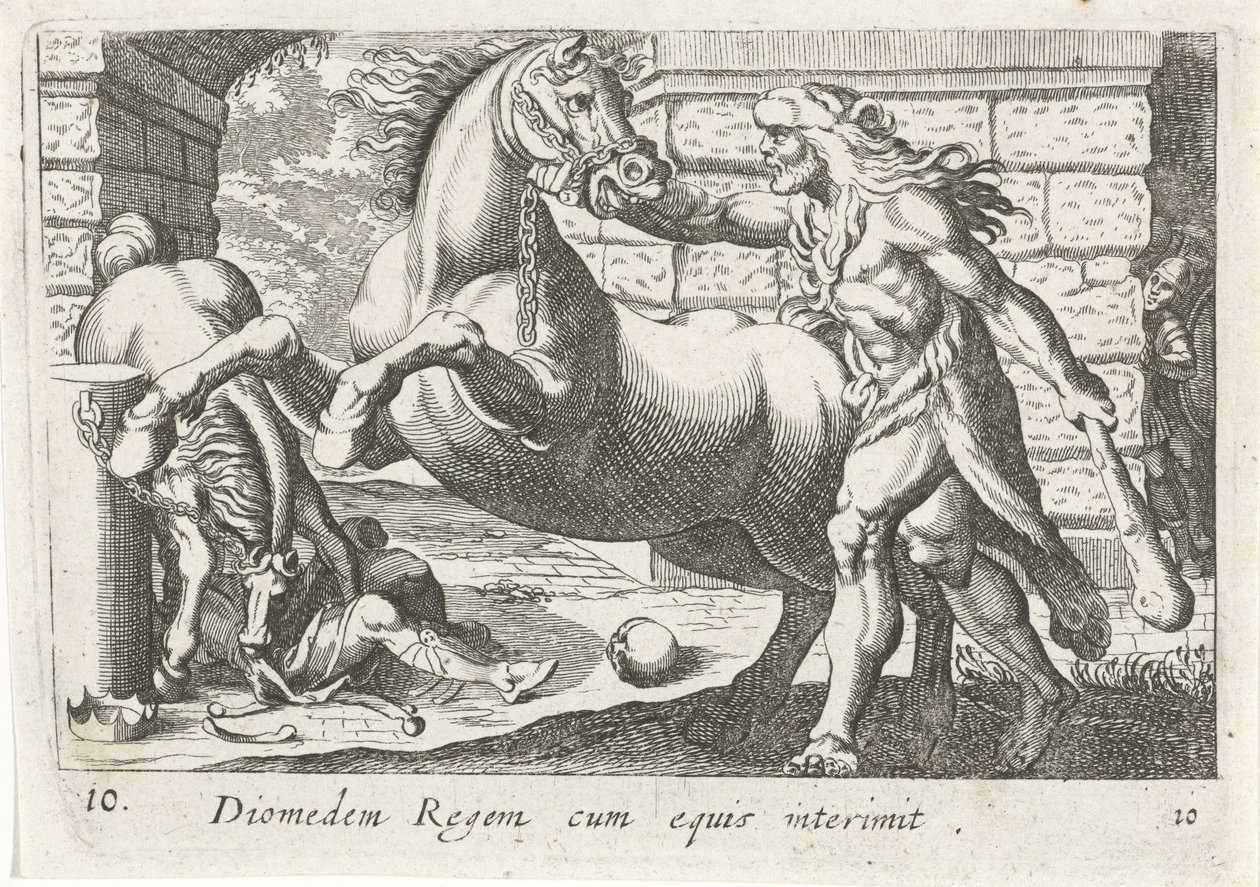 Ercole doma i cavalli di Diomede da Simon Frisius