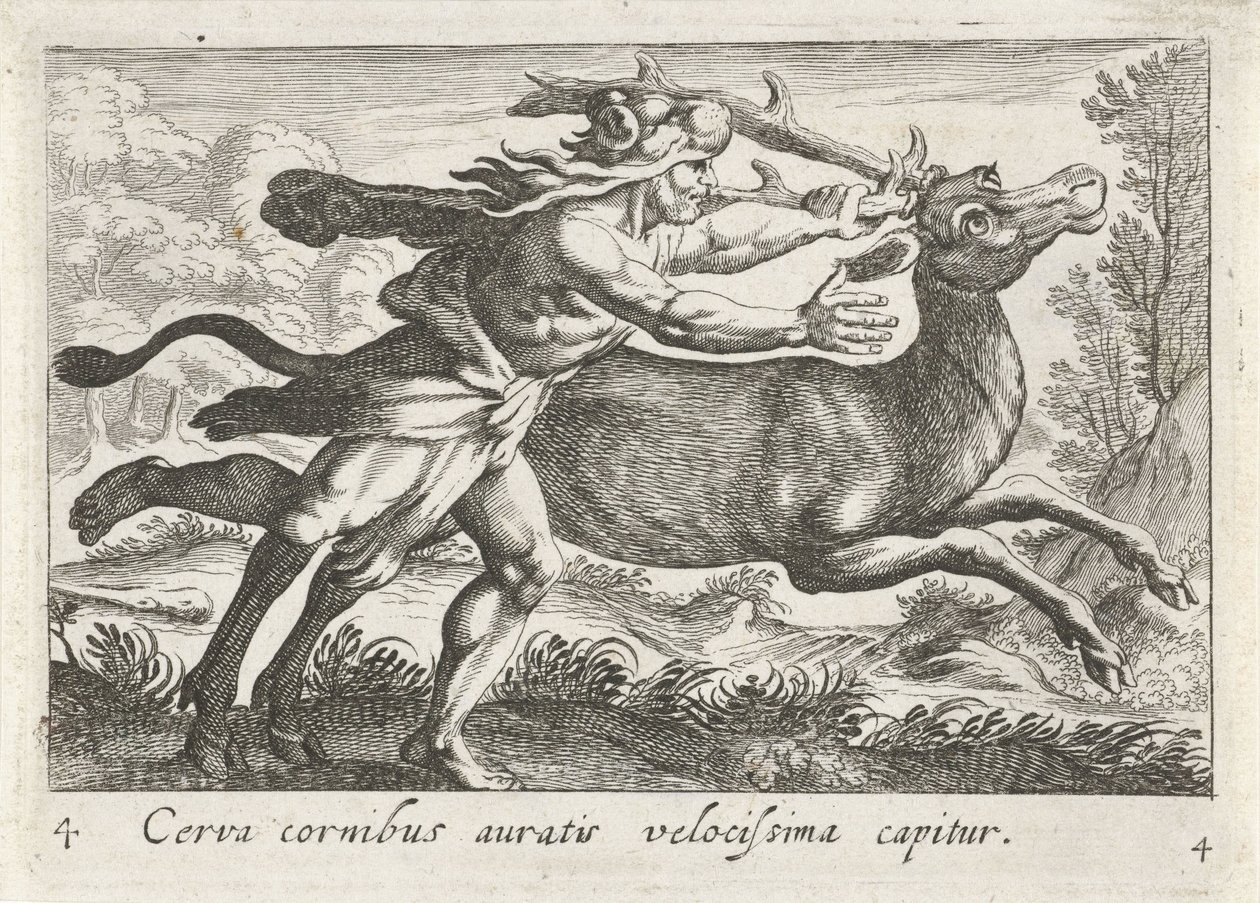 Ercole cattura la cerva di Cerinea da Simon Frisius