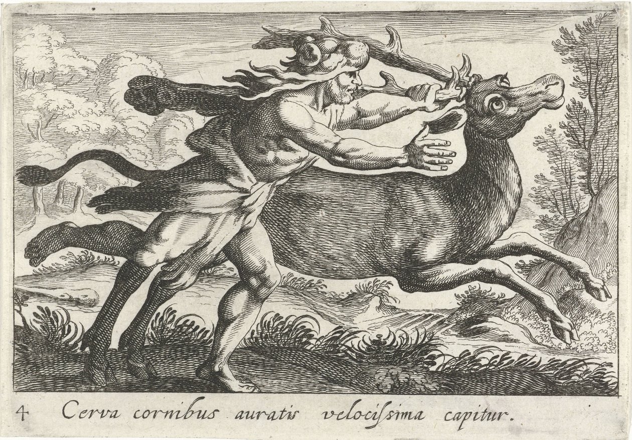 Ercole cattura la cerva di Cerinea da Simon Frisius