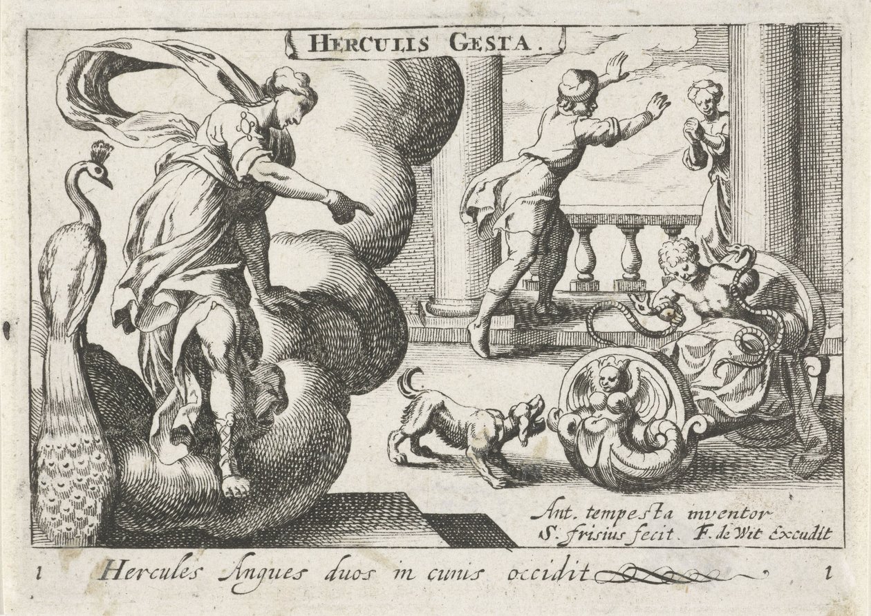 Giovane Ercole strangola due serpenti da Simon Frisius