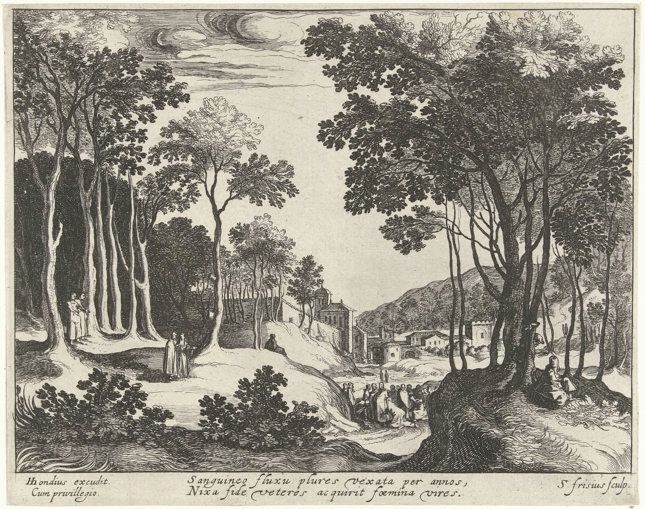 Paesaggio con Cristo e la guarigione della donna emorroissa da Simon Frisius