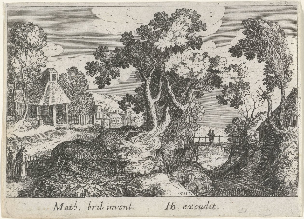 Paesaggio con un albero da Simon Frisius