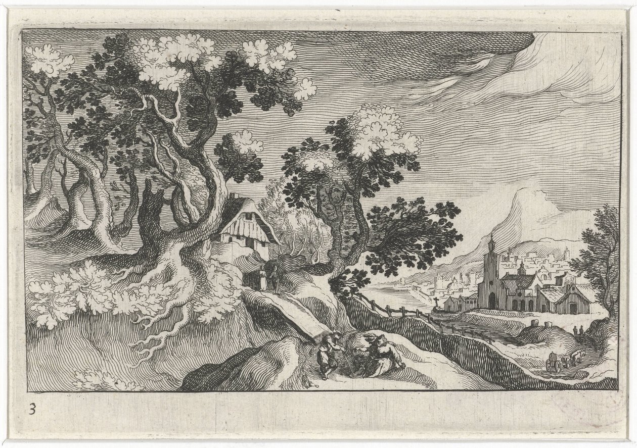 Paesaggio con alcuni edifici da Simon Frisius