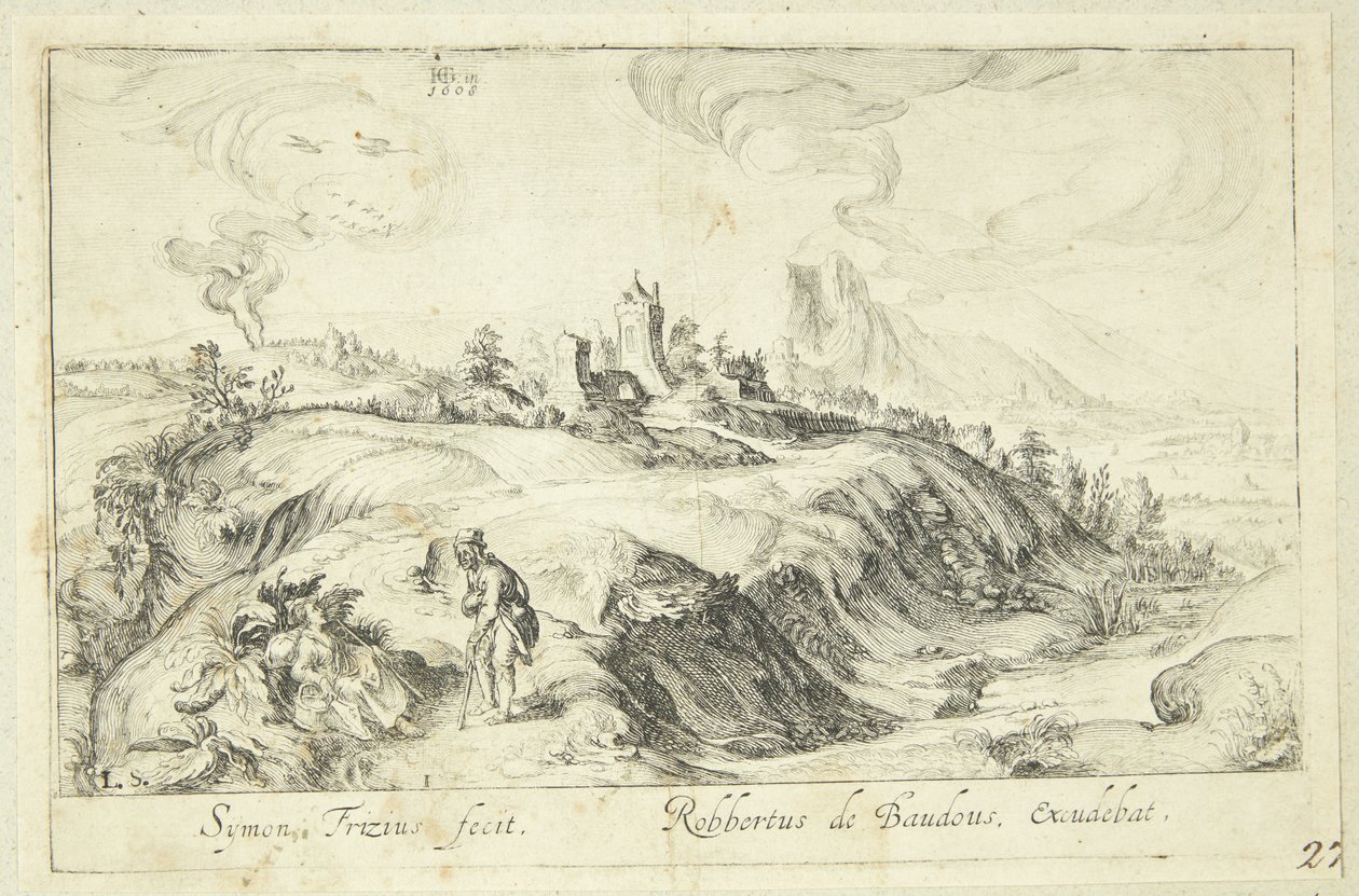 Paesaggio con uomo e donna da Simon Frisius