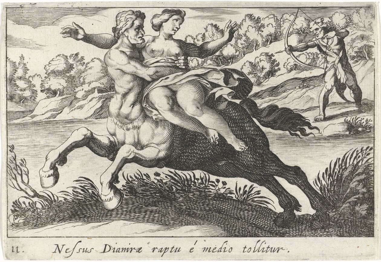 Nesso tenta di rapire Deianira (temi erculei) da Simon Frisius