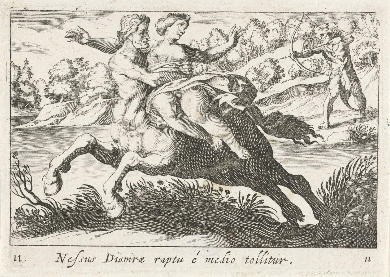 Nessus cerca di rapire Deianira da Simon Frisius