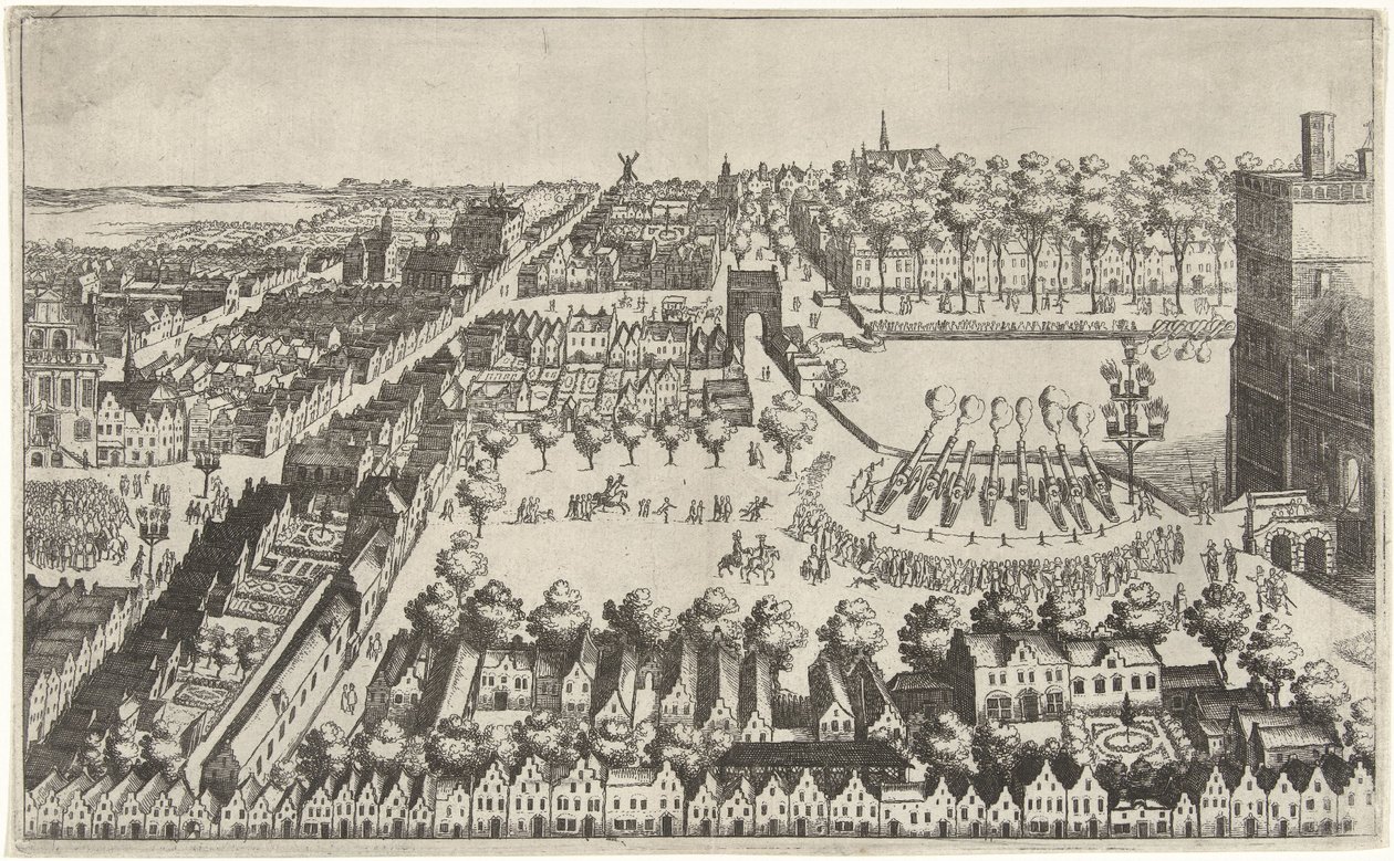 Fuochi di gioia all’Aia dopo la proclamazione della tregua, 1609 da Simon Frisius